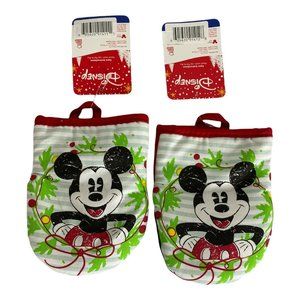 Disney Mickey Mouse 2 Pk Oversized Mini Oven Mitts Christmas Holiday Garland NEW